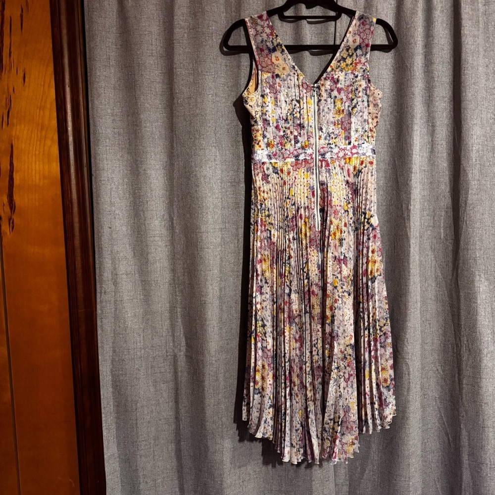 Plenty by Tracy Reese Floral Pleated Dress Size 0 Sleeveless Hi Low - Picture 5 of 14